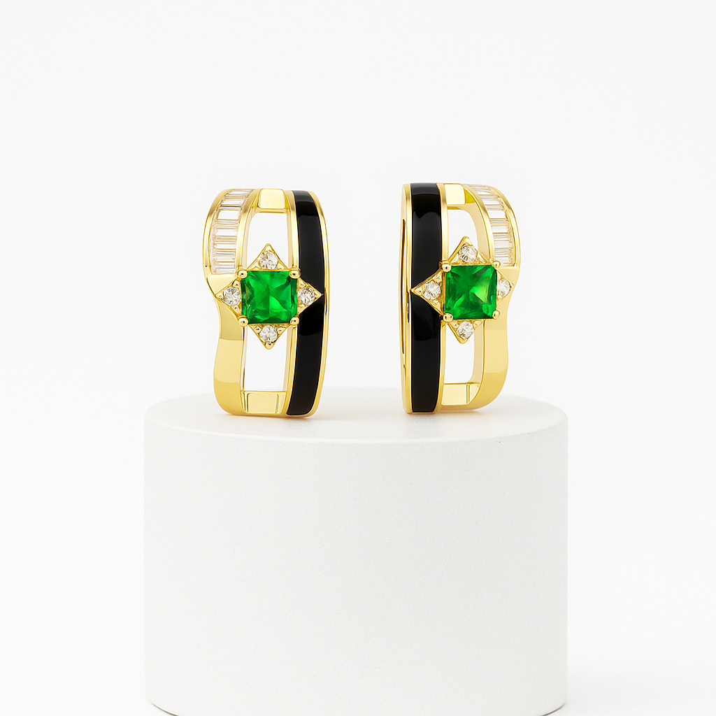 Emeraude Noir Küpe - MuffGem