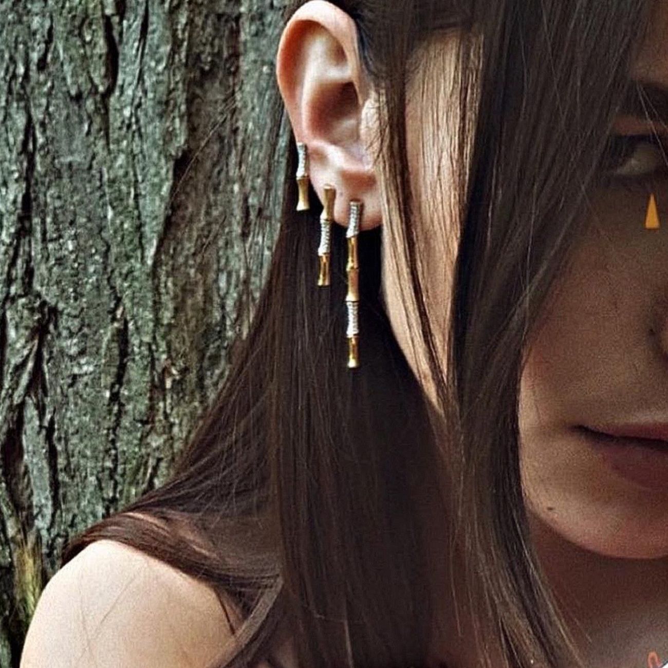 Sparkle Bamboo Large Küpe - MuffGem