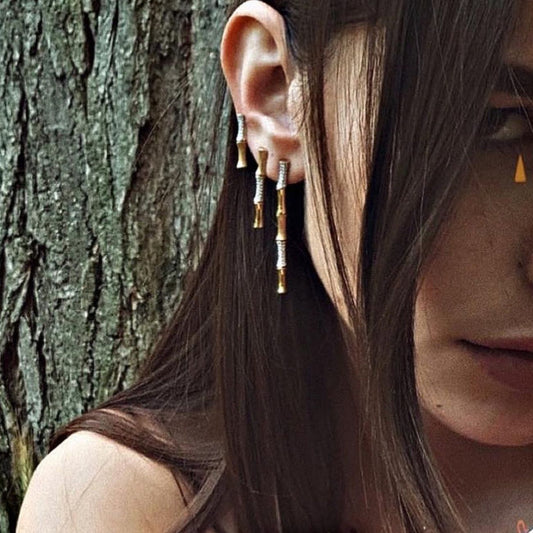 Sparkle Bamboo Small Küpe - MuffGem