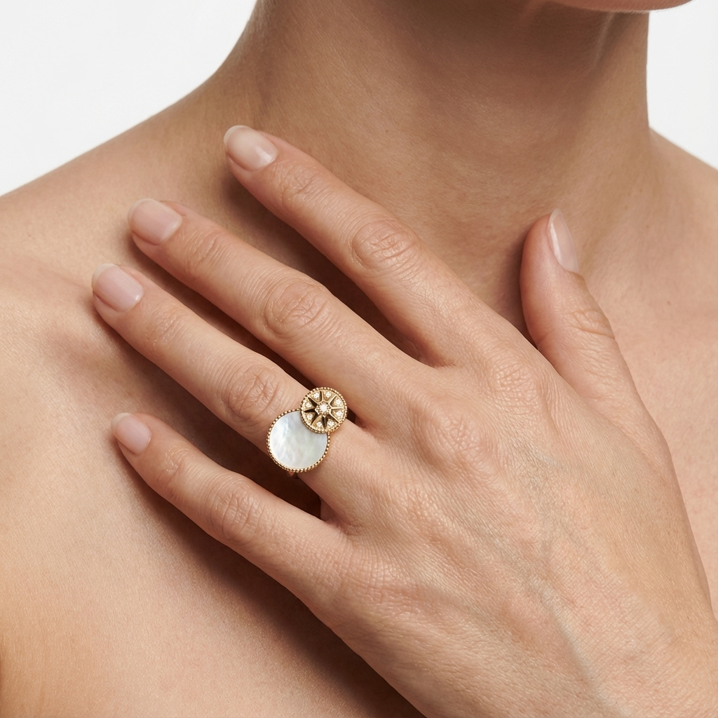 Перламутровое северное кольцо (импортная модель в коробке)