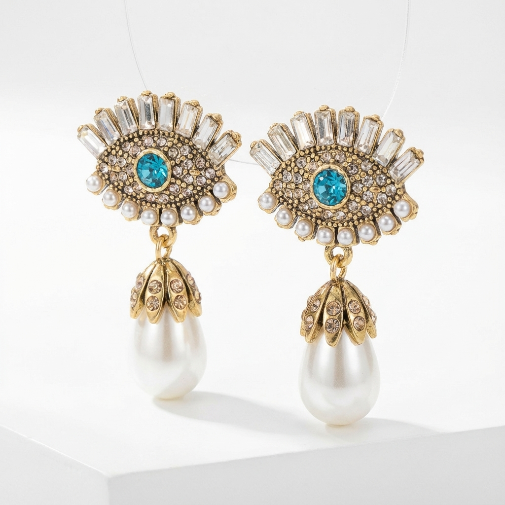 Серьги с бриллиантовой инкрустацией (импортные, в коробке)