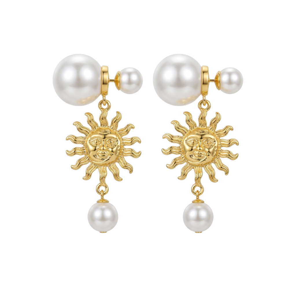 Golden Sunburst Küpe (İthal Model)