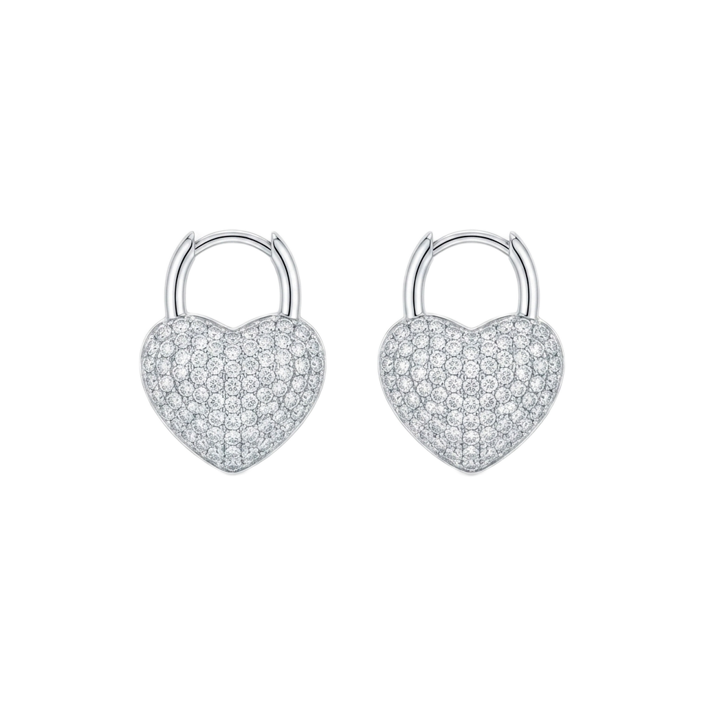 Puffy Pavé Heart Küpe
