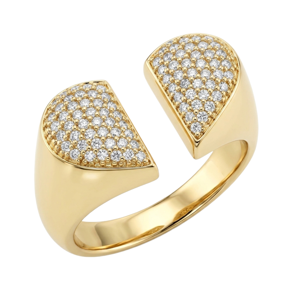 Split-Heart Pavé Yüzük