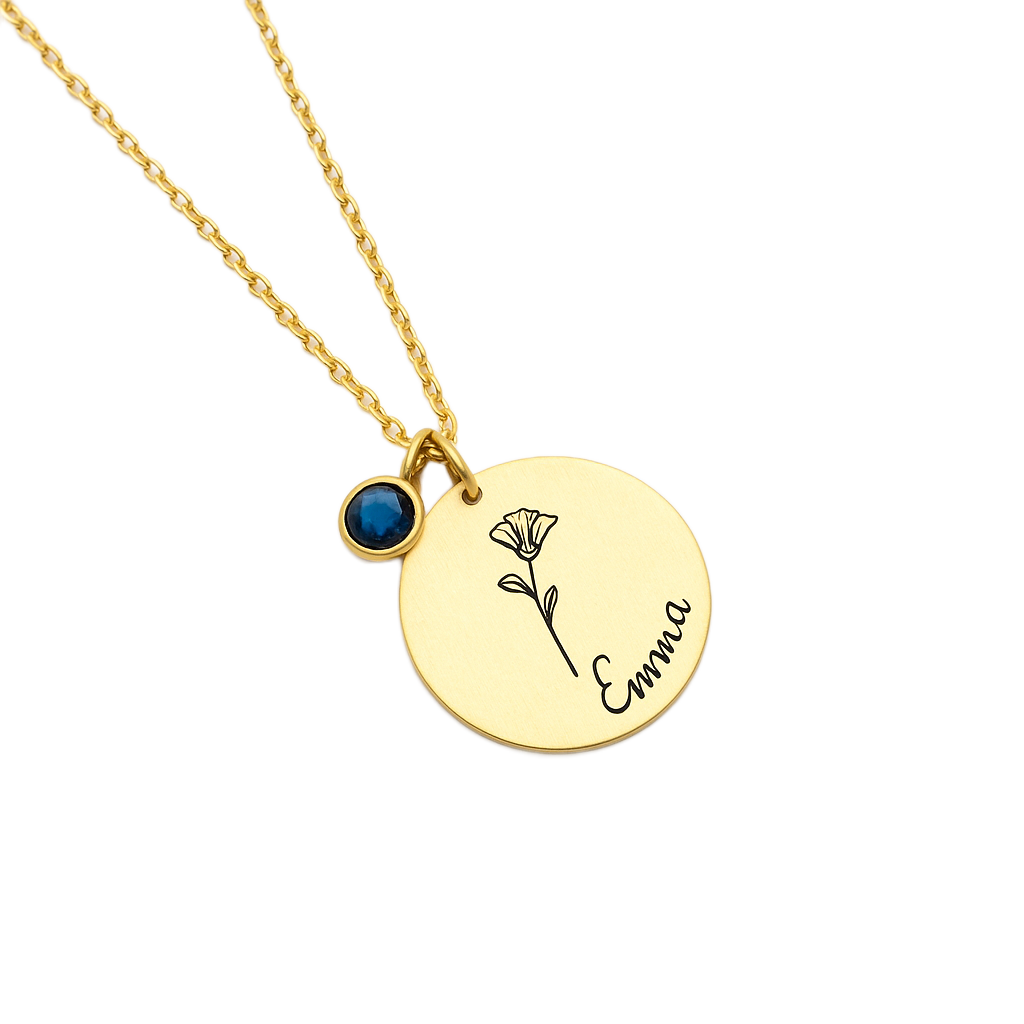 FloraAura Birth Flower Name Necklace