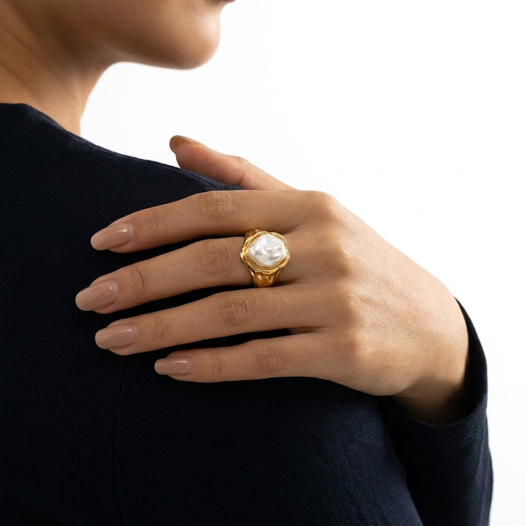 Baroque Keshi Signet Yüzük