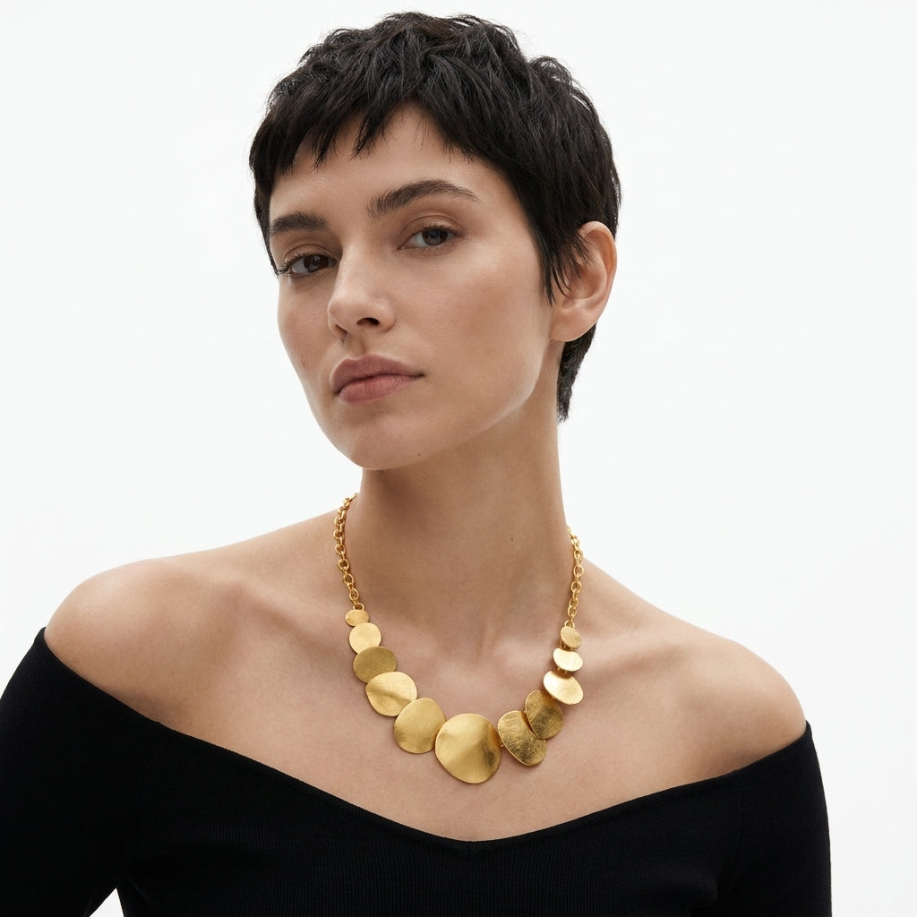 Brushed Disc Collar Kolye