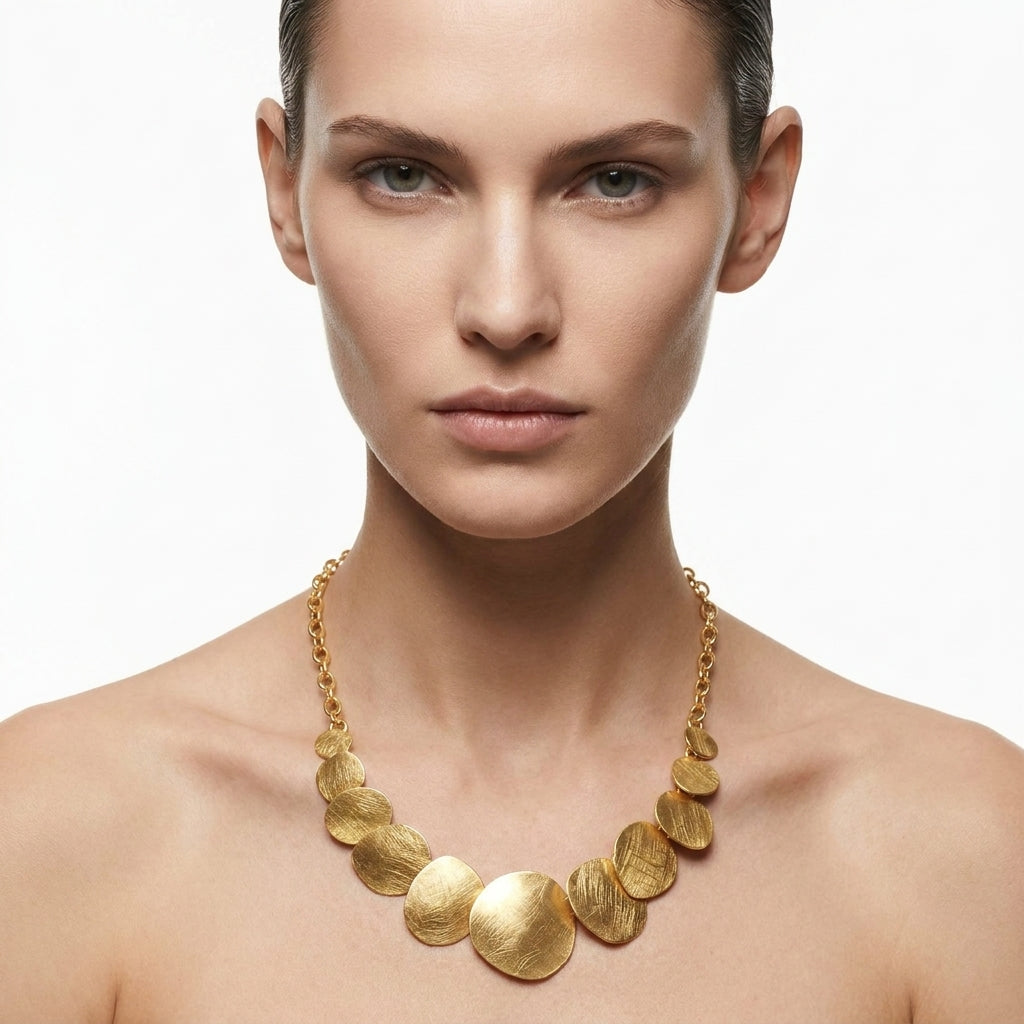 Brushed Disc Collar Kolye