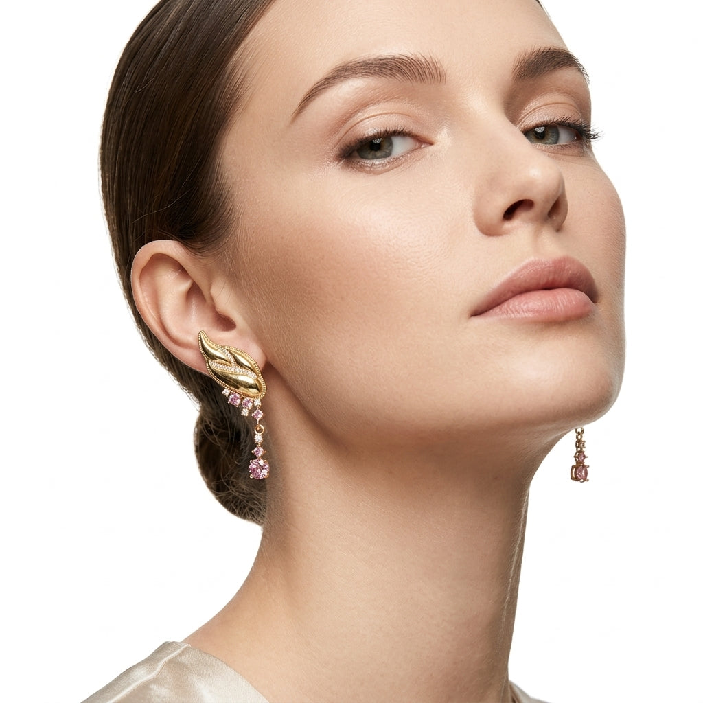 Alata Pink Crystal Küpe