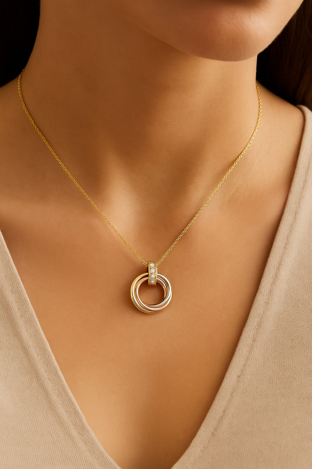 Trinity Circle Necklace (Imported Boxed Model)