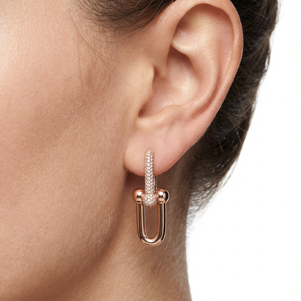 Gilded U-Link Küpe (İthal Kutulu Model)