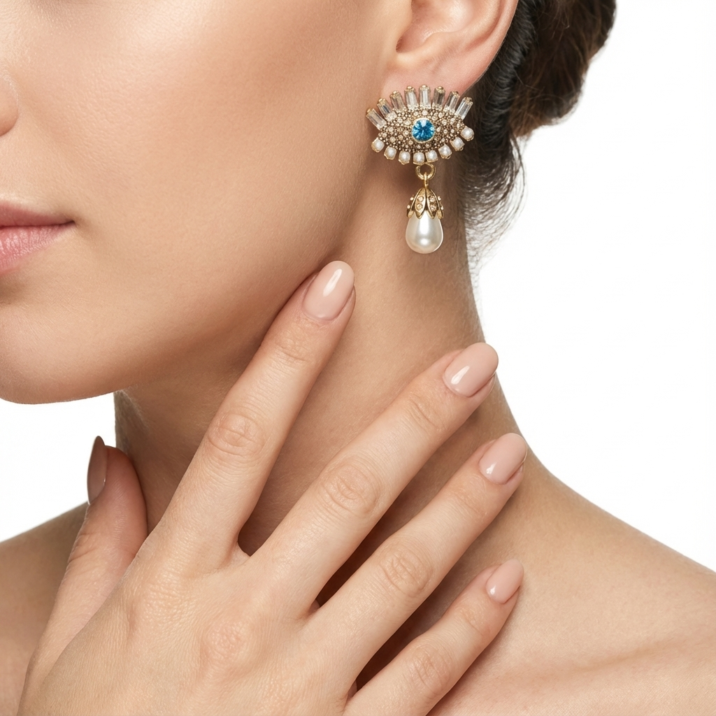 Серьги с бриллиантовой инкрустацией (импортные, в коробке)