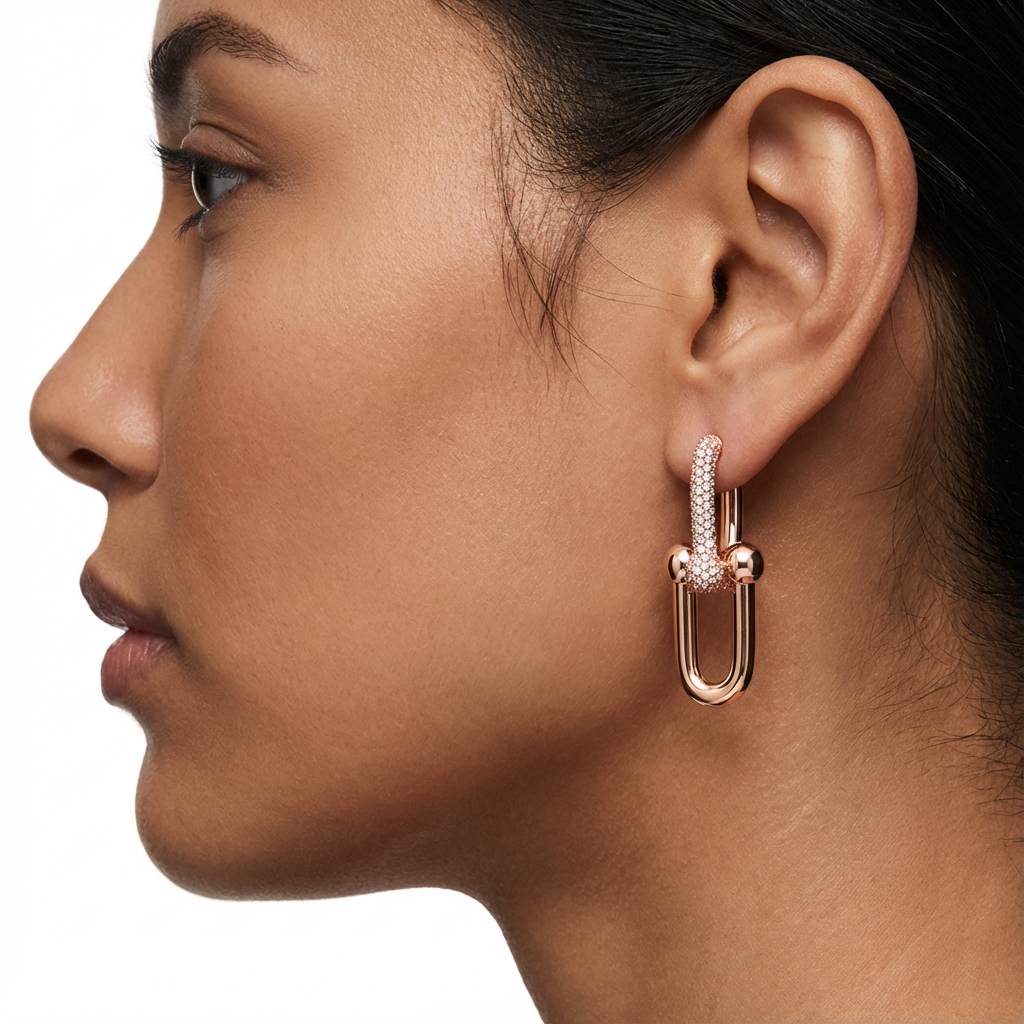 Gilded U-Link Küpe (İthal Kutulu Model)