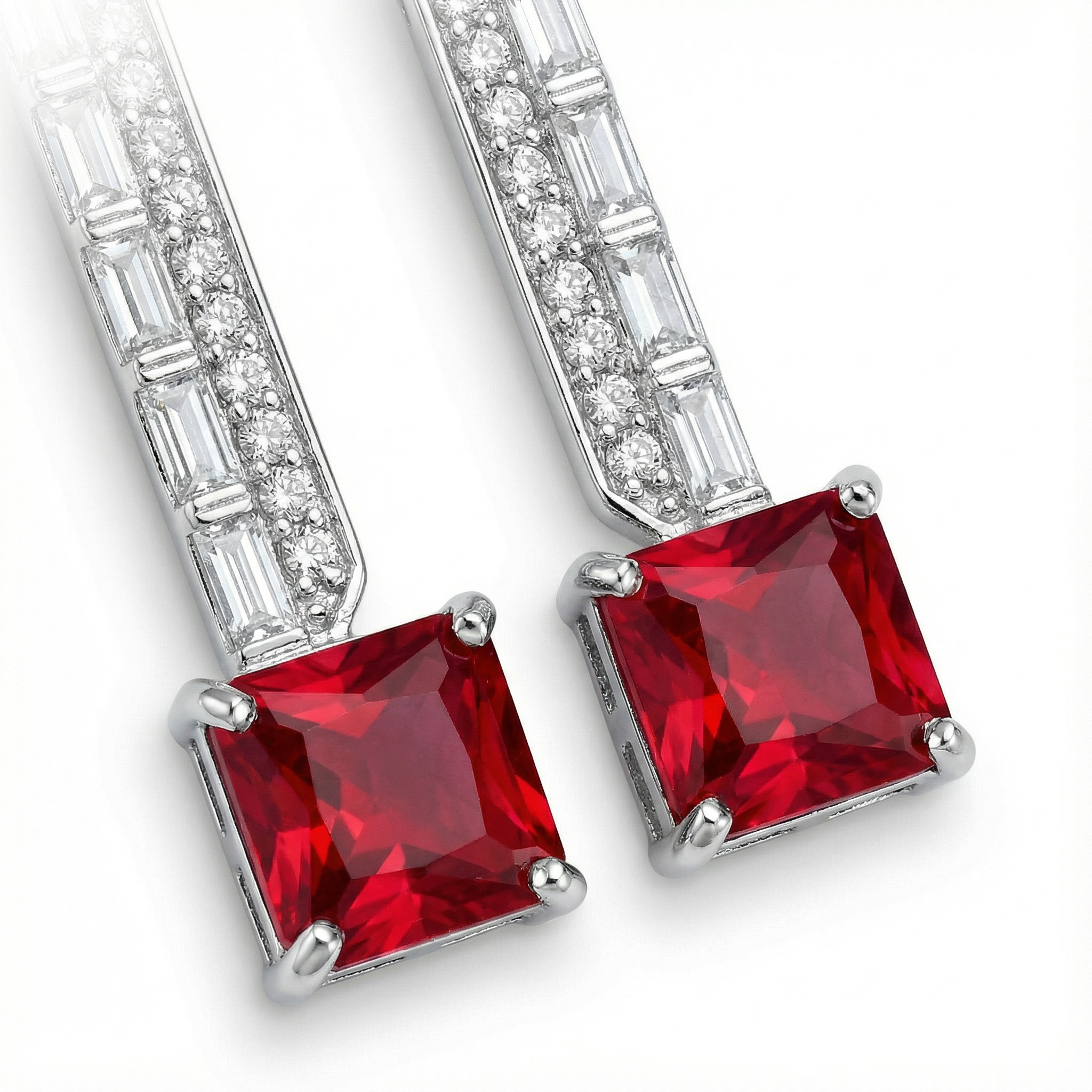 Geometric Ruby Küpe