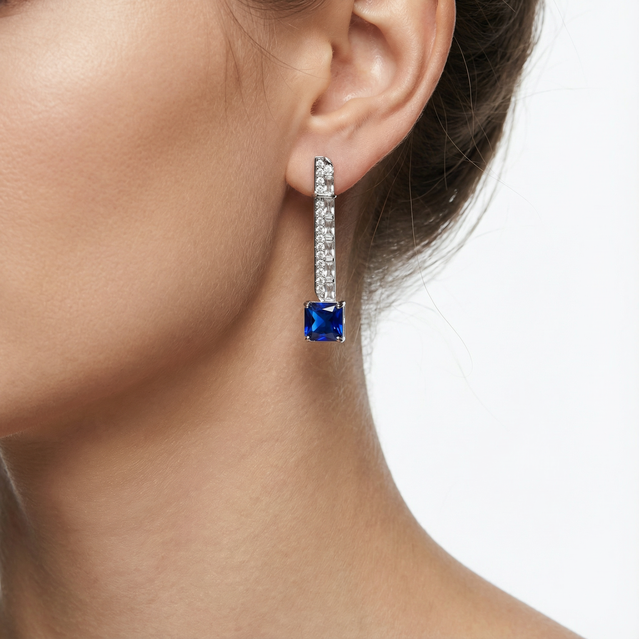 Geometric Ruby Küpe