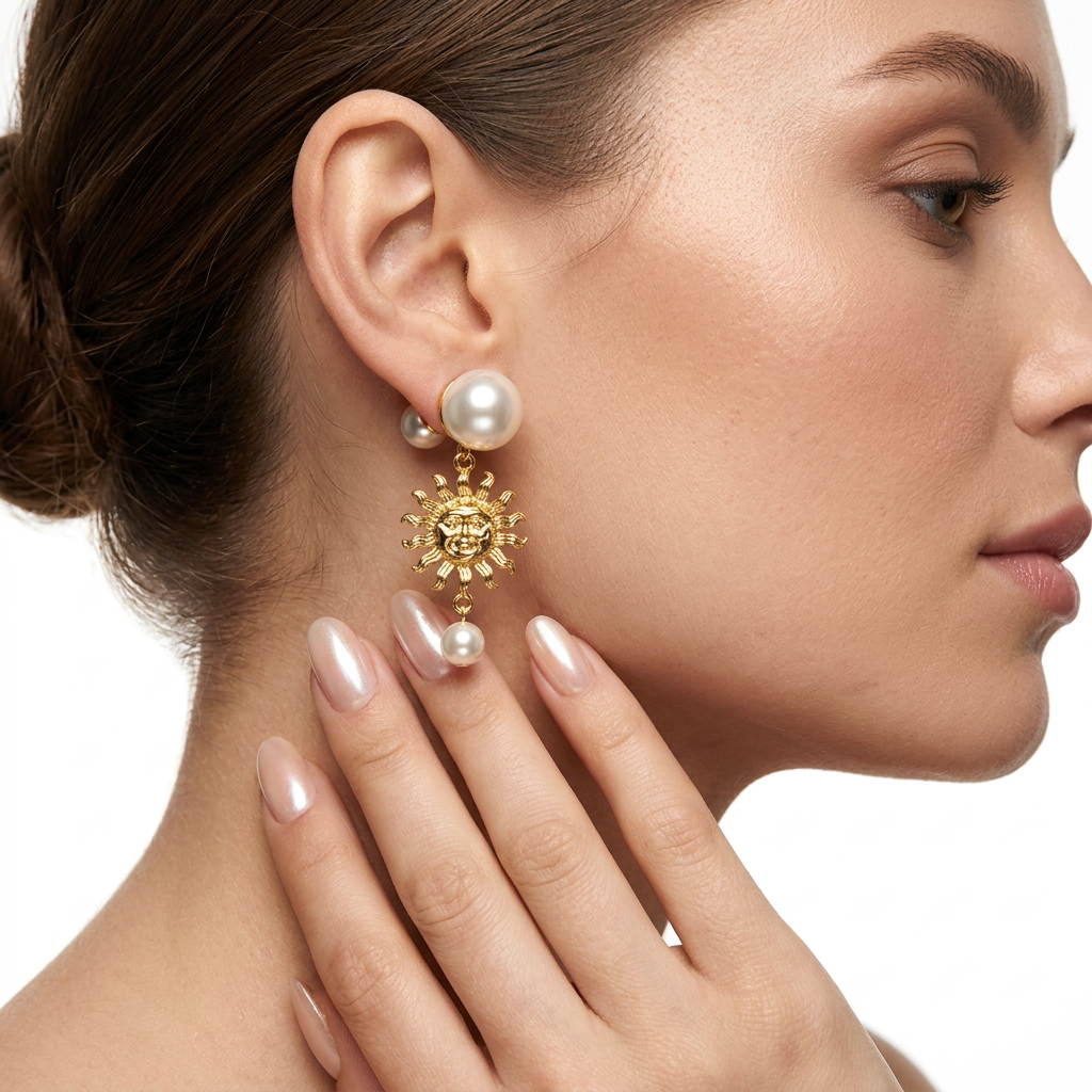 Golden Sunburst Küpe (İthal Model)