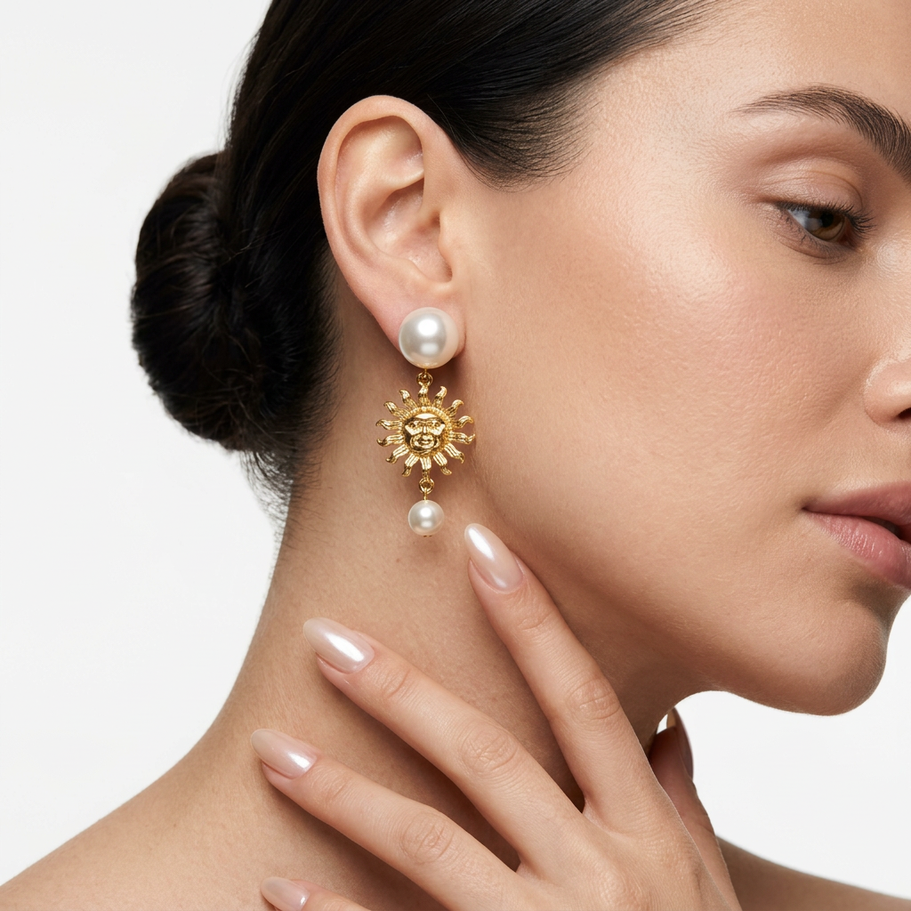 Golden Sunburst Küpe (İthal Model)