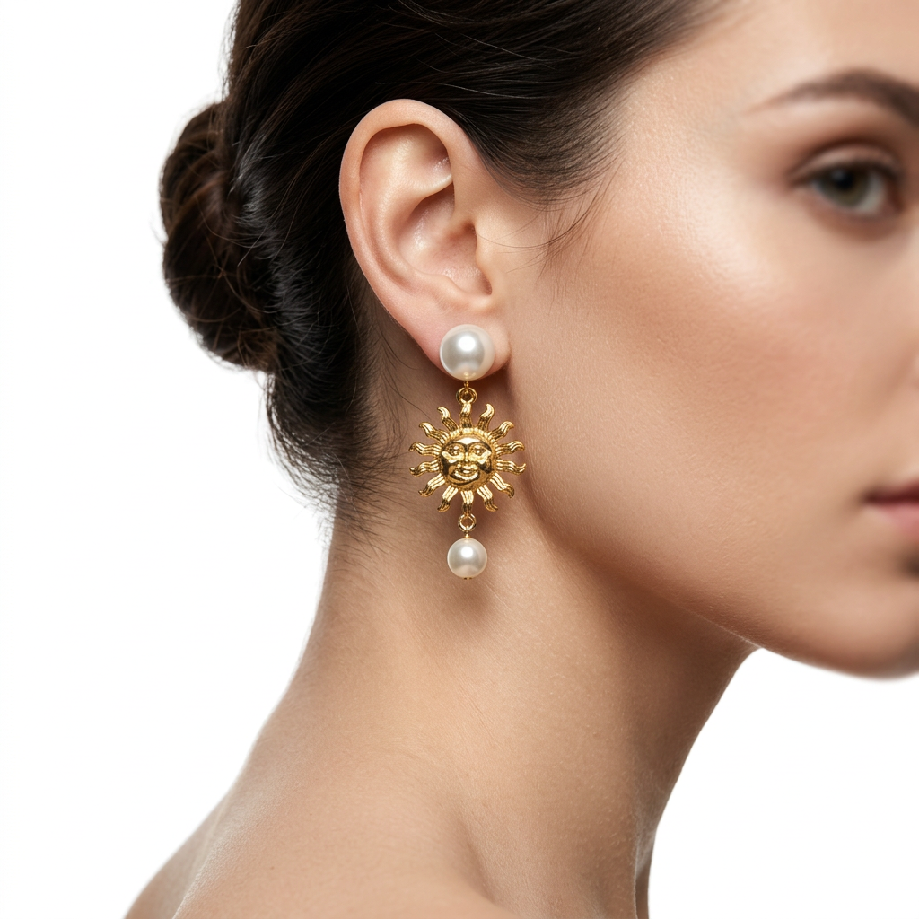 Golden Sunburst Küpe (İthal Model)