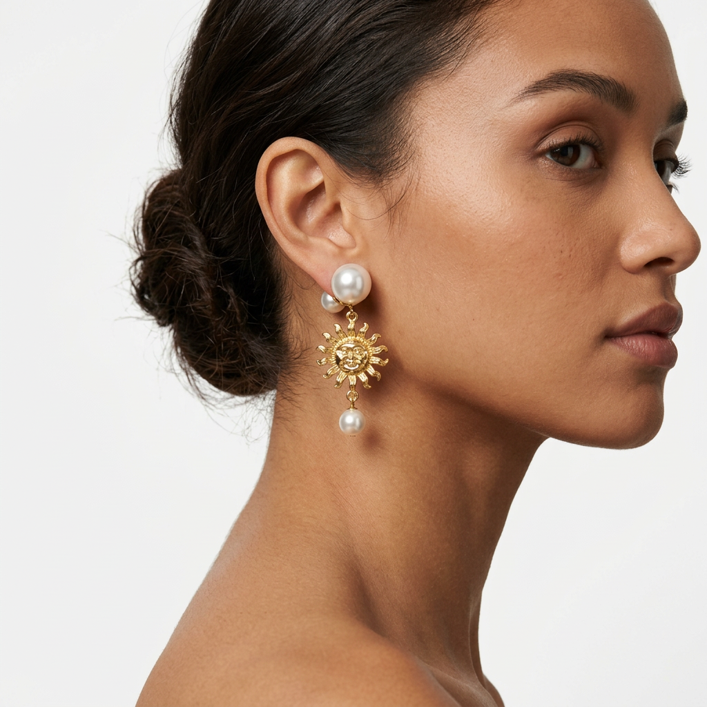 Golden Sunburst Küpe (İthal Model)