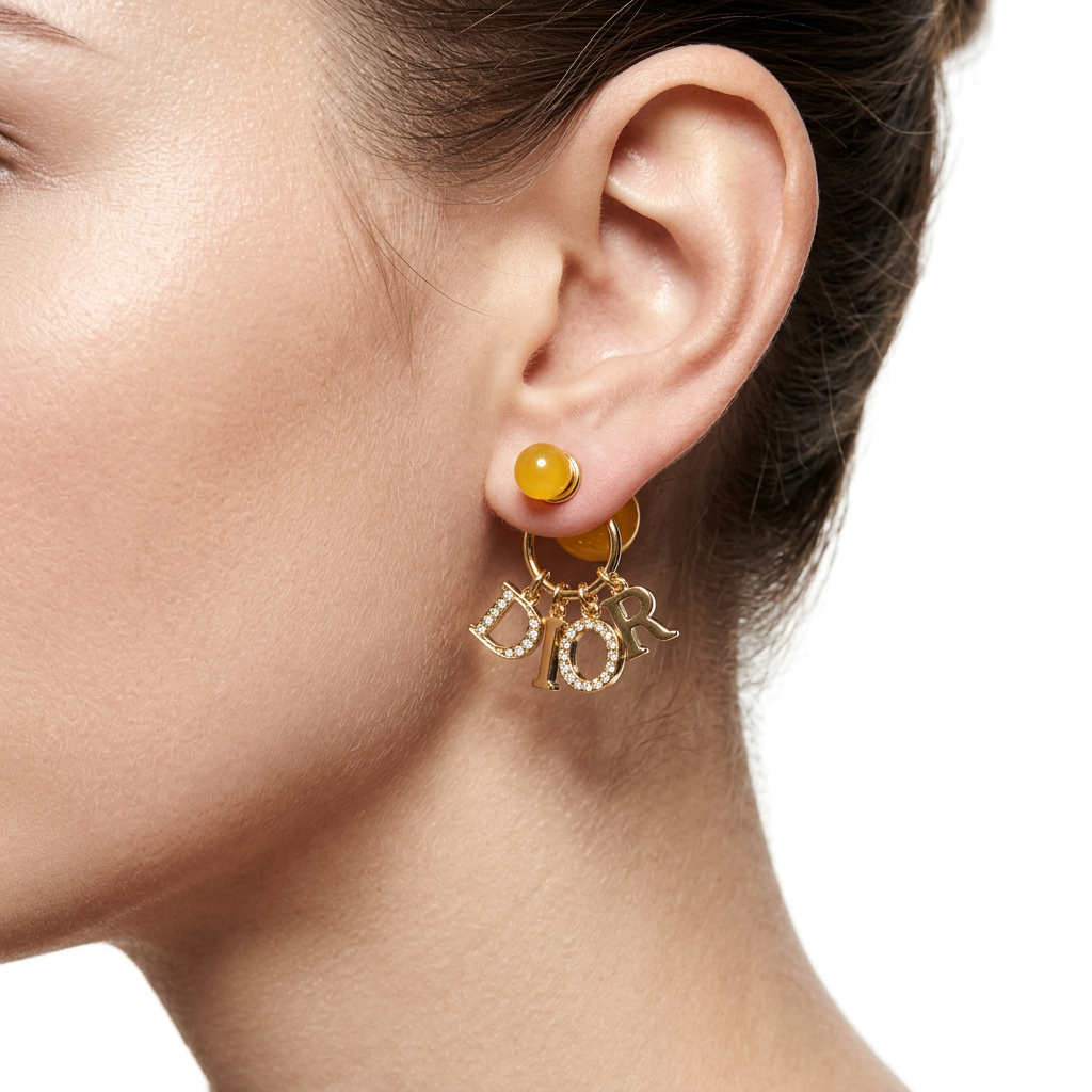 Amber Typo Küpe (İthal Model)