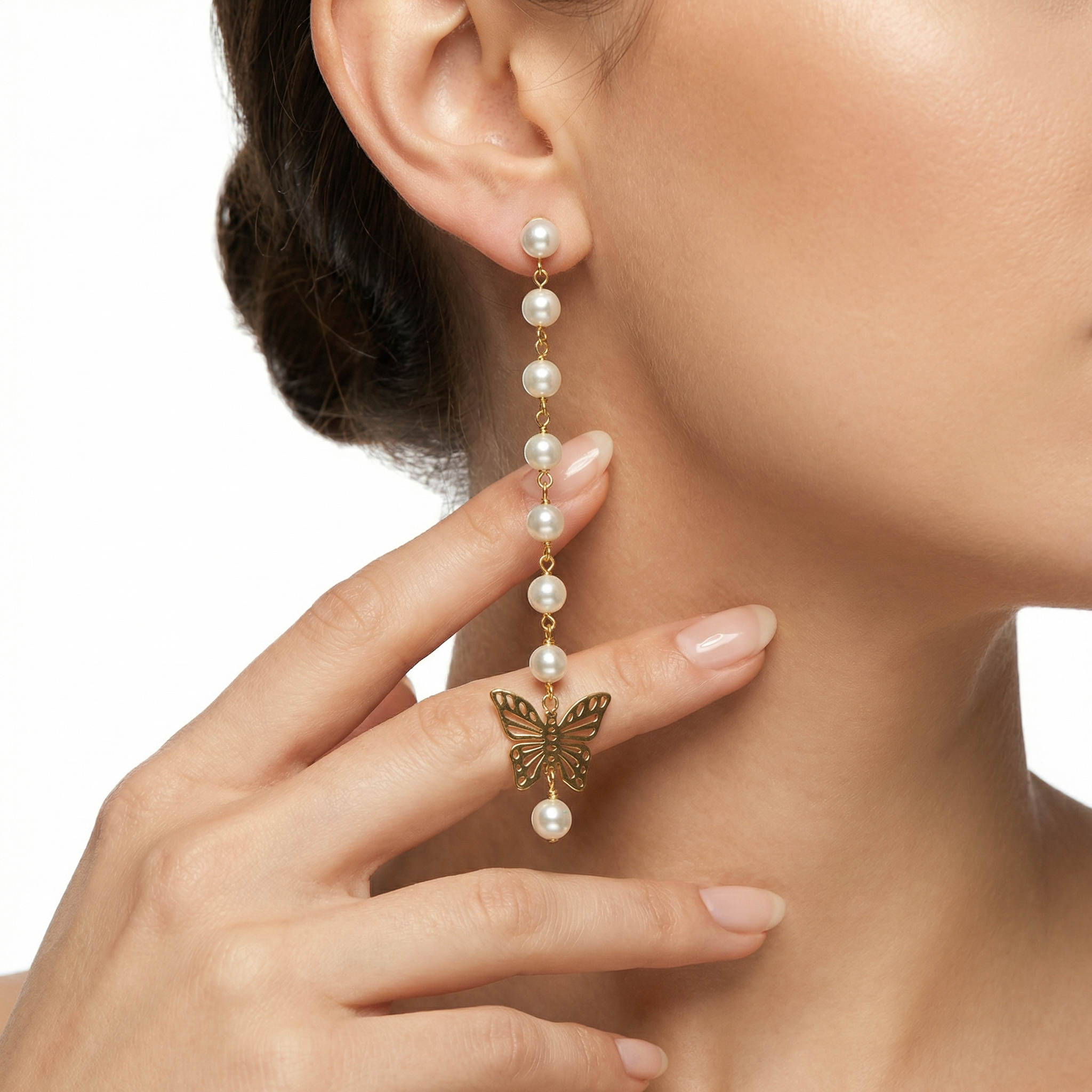 Pearl Butterfly Küpe (İthal Model)