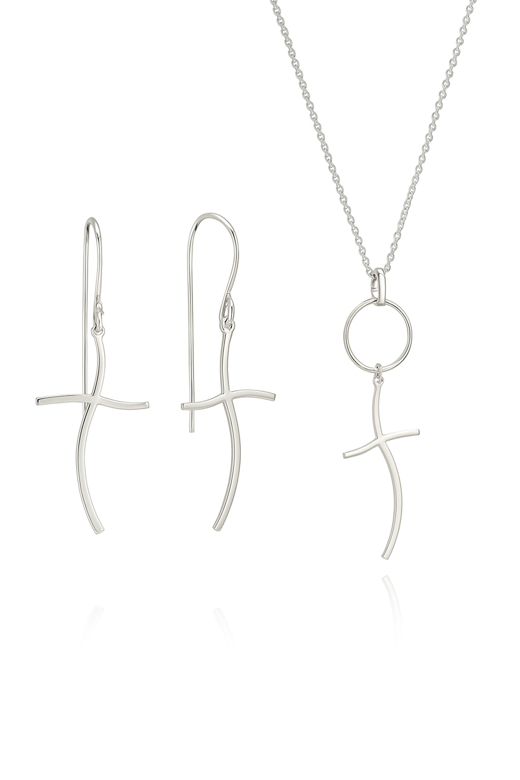 Divina Cross Elegance Set – Personalized Cross Necklace &amp; Earrings