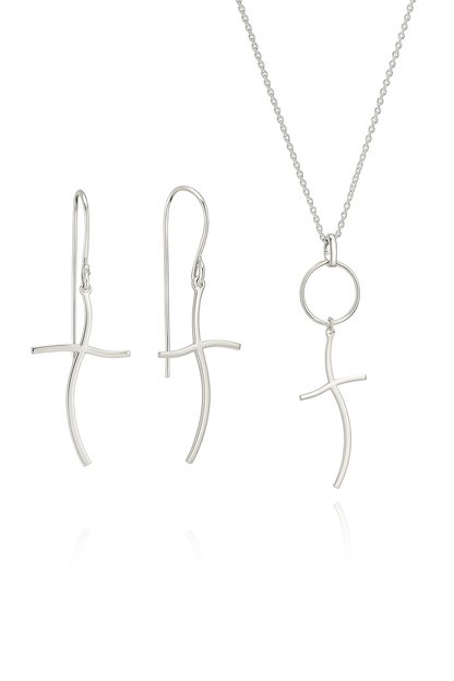 Divina Cross Elegance Set – Personalized Cross Necklace &amp; Earrings