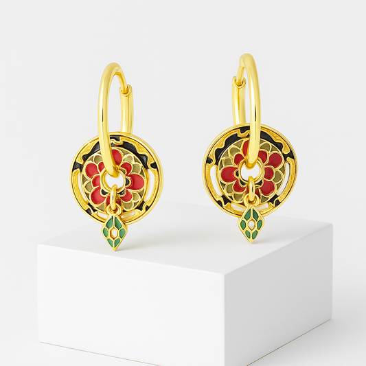 Garnet Halo Earrings 