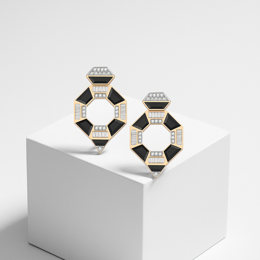 Black Deco Emeraude Earrings