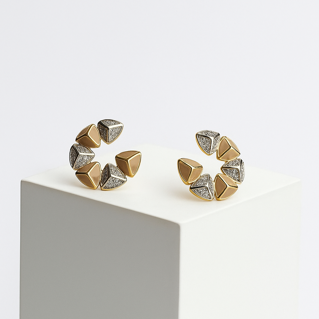 Trillion Halo Studs Earrings