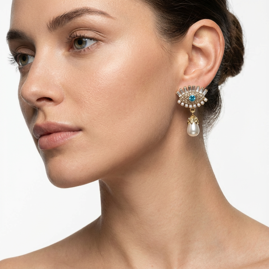 Серьги с бриллиантовой инкрустацией (импортные, в коробке)