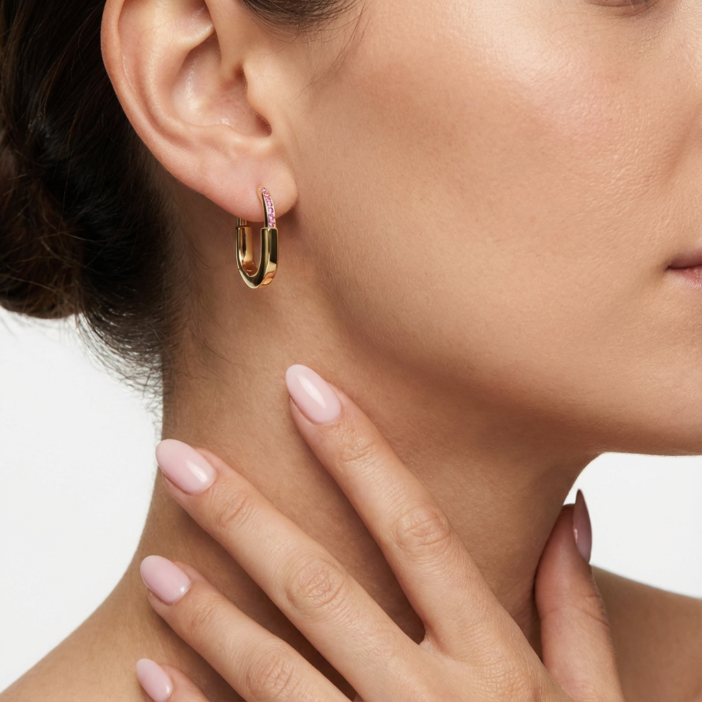 Rosé Halo Küpe (İthal Kutulu Model)