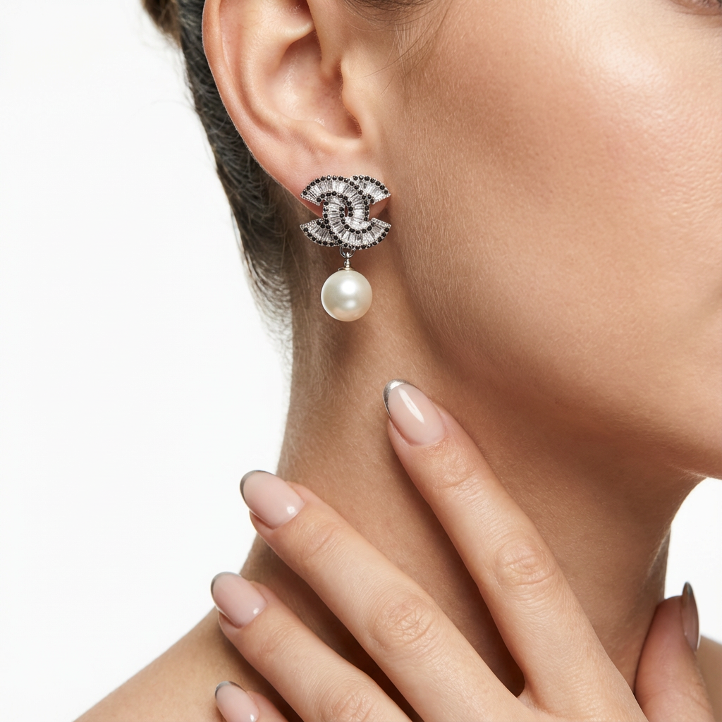 Изысканные жемчужные серьги (импортные, в коробке)