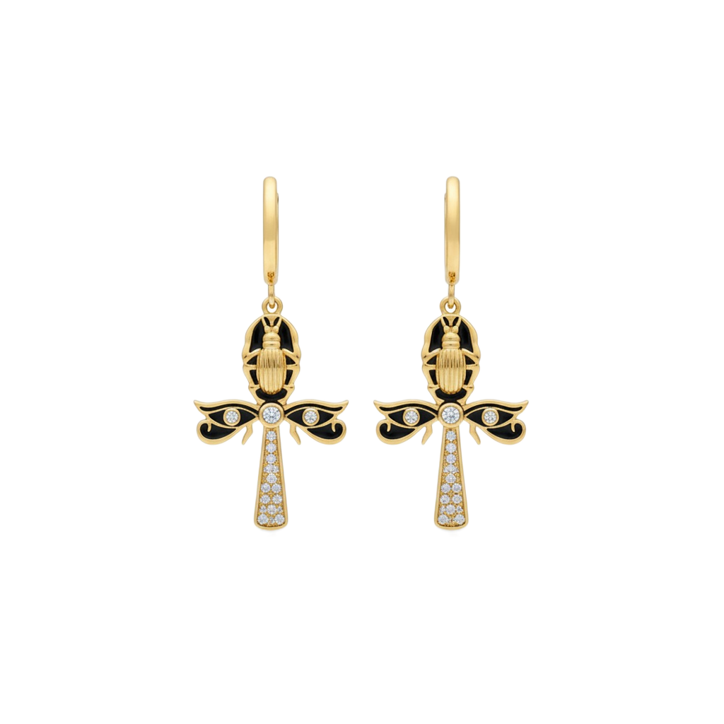 Scarab Ankh Earring
