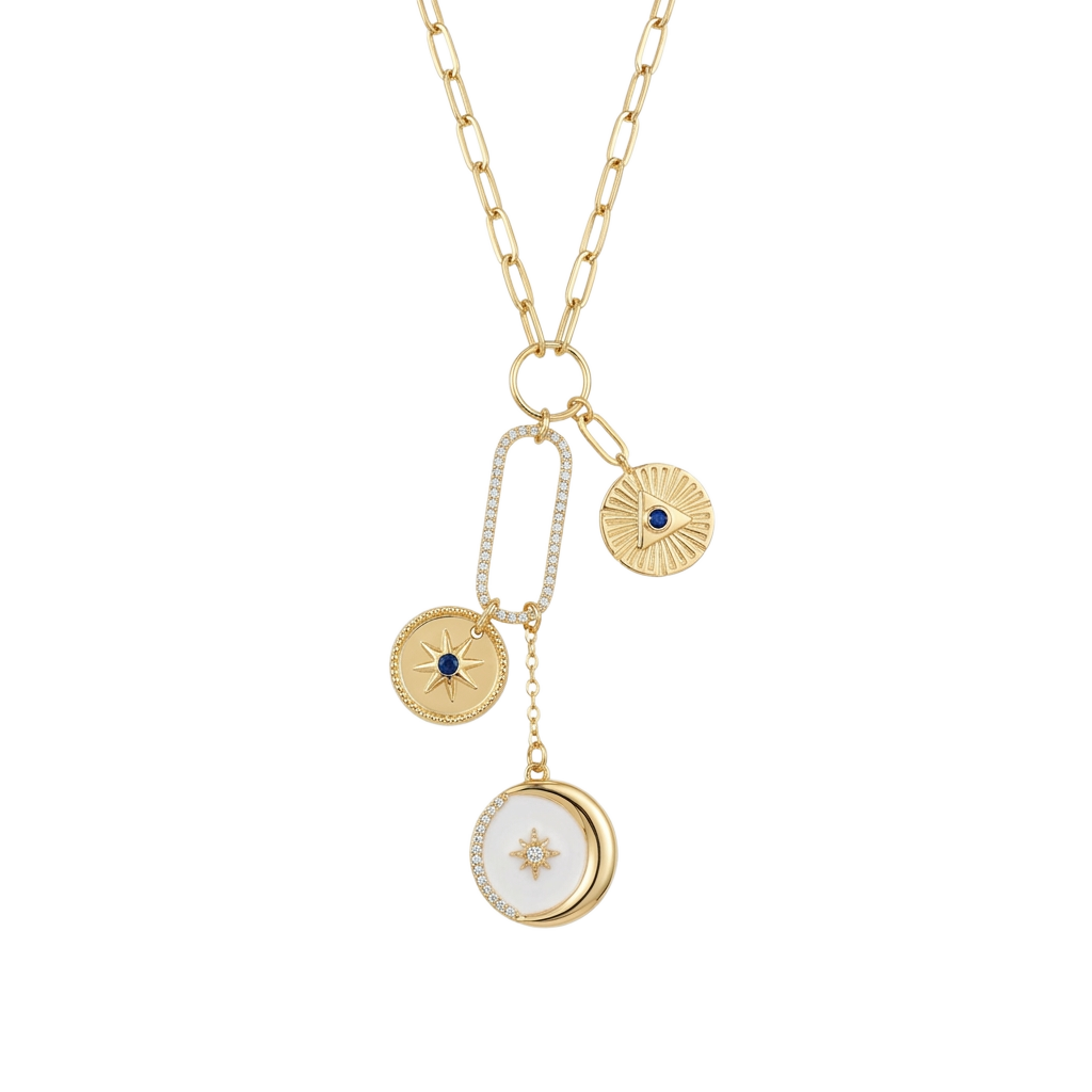 Milgrain Star Moon Kolye