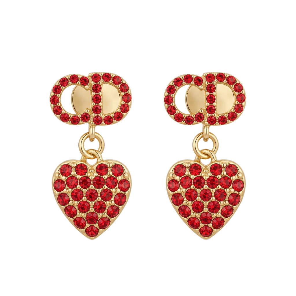 Ruby Heart Küpe (İthal Model)