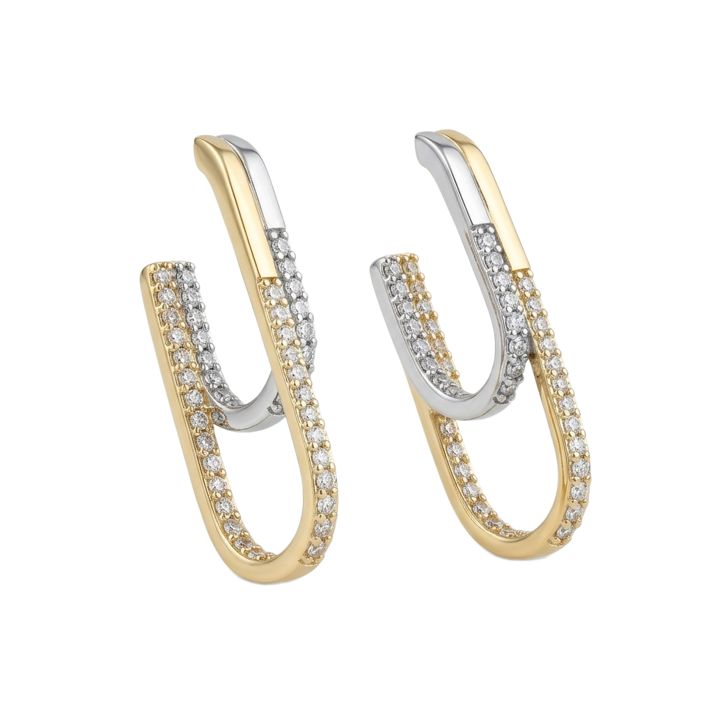 Two-Tone Elongated Küpe