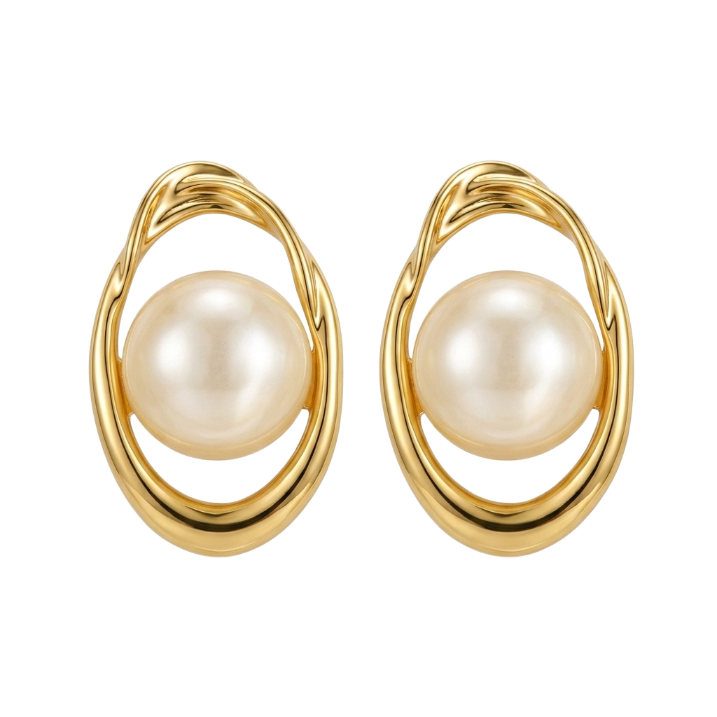 Orbital Pearl Frame Küpe
