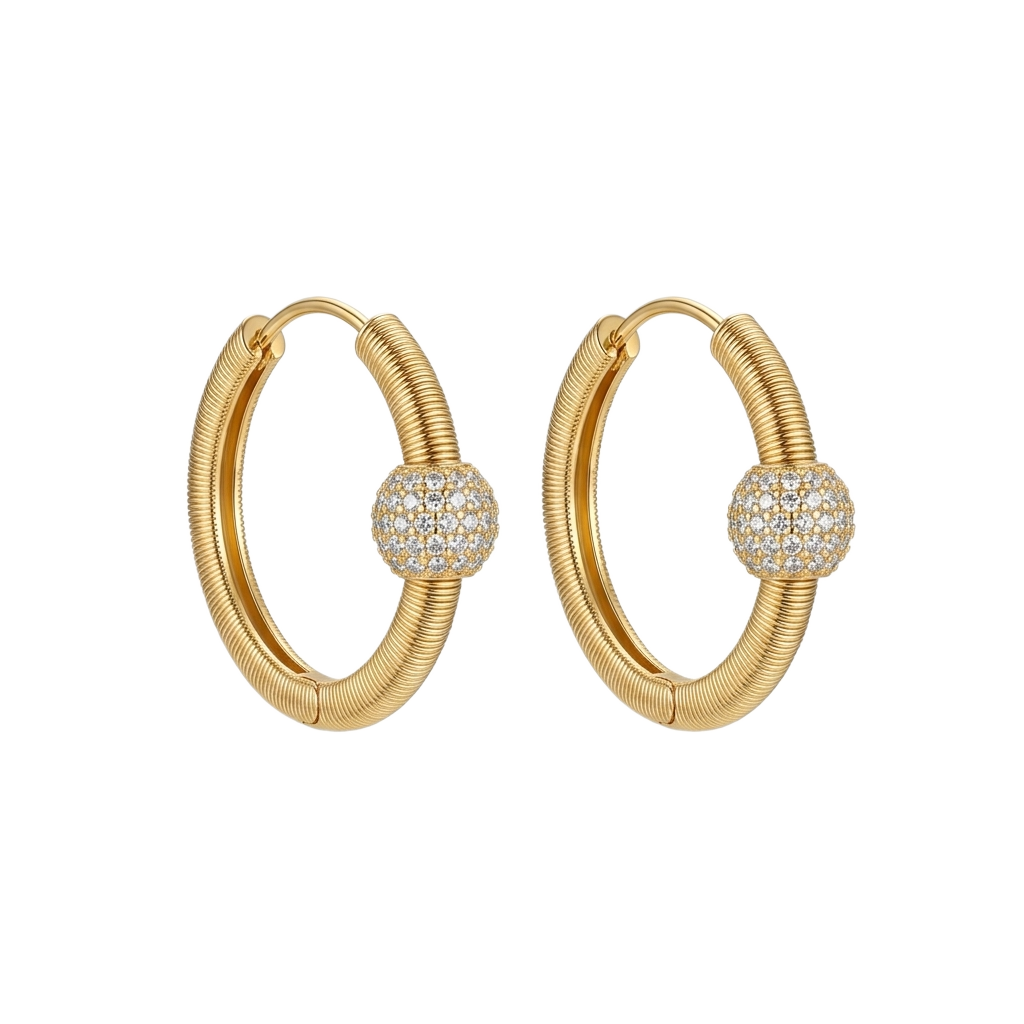 Ribbed Gold Küpe