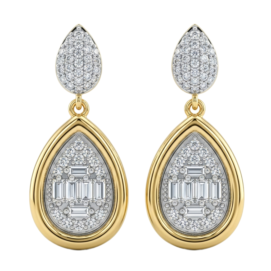 Baguette Mosaic Pavé Küpe