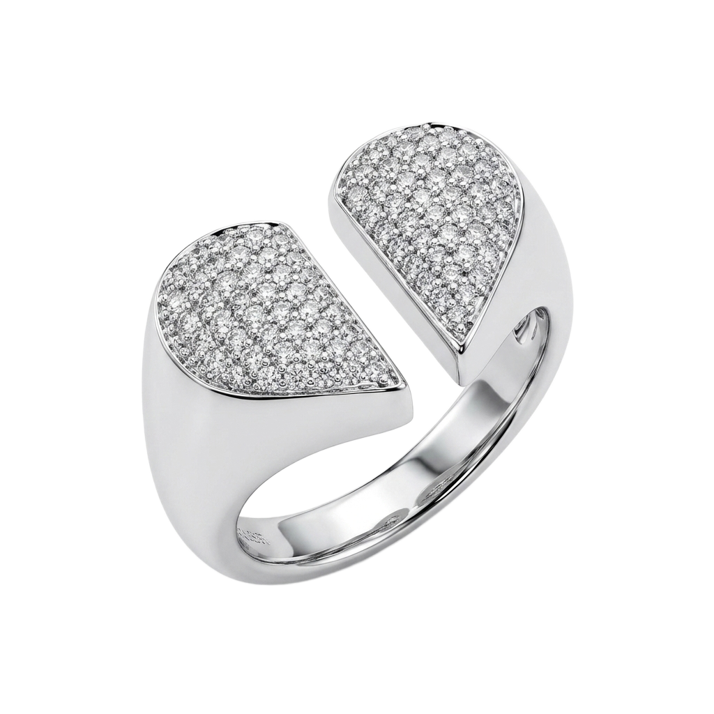 Split-Heart Pavé Yüzük