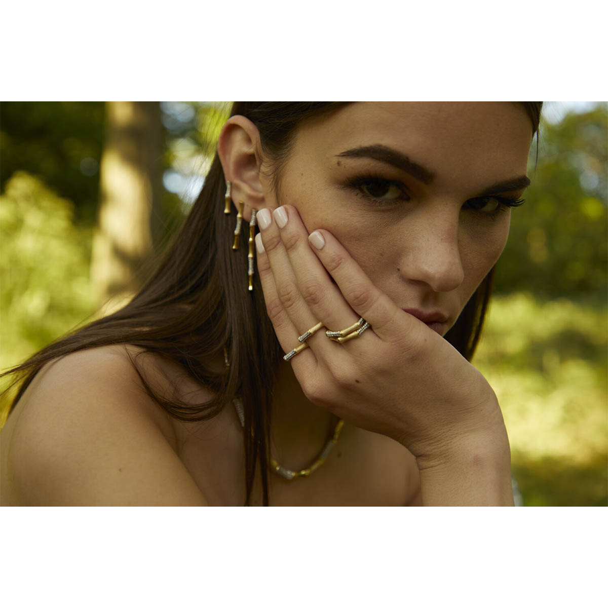 Sparkle Bamboo Medium Küpe - MuffGem