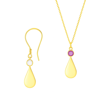 Teara Sparkle Set – Personalized Initial &amp; Birthstone Necklace + Earrings