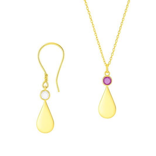 Teara Sparkle Set – Personalized Initial &amp; Birthstone Necklace + Earrings
