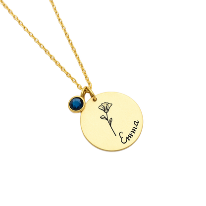 FloraAura Birth Flower Name Necklace 