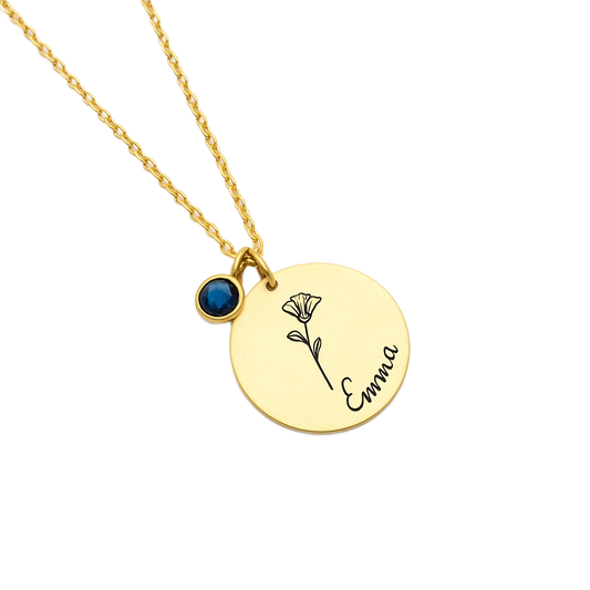 FloraAura Birth Flower Name Necklace 