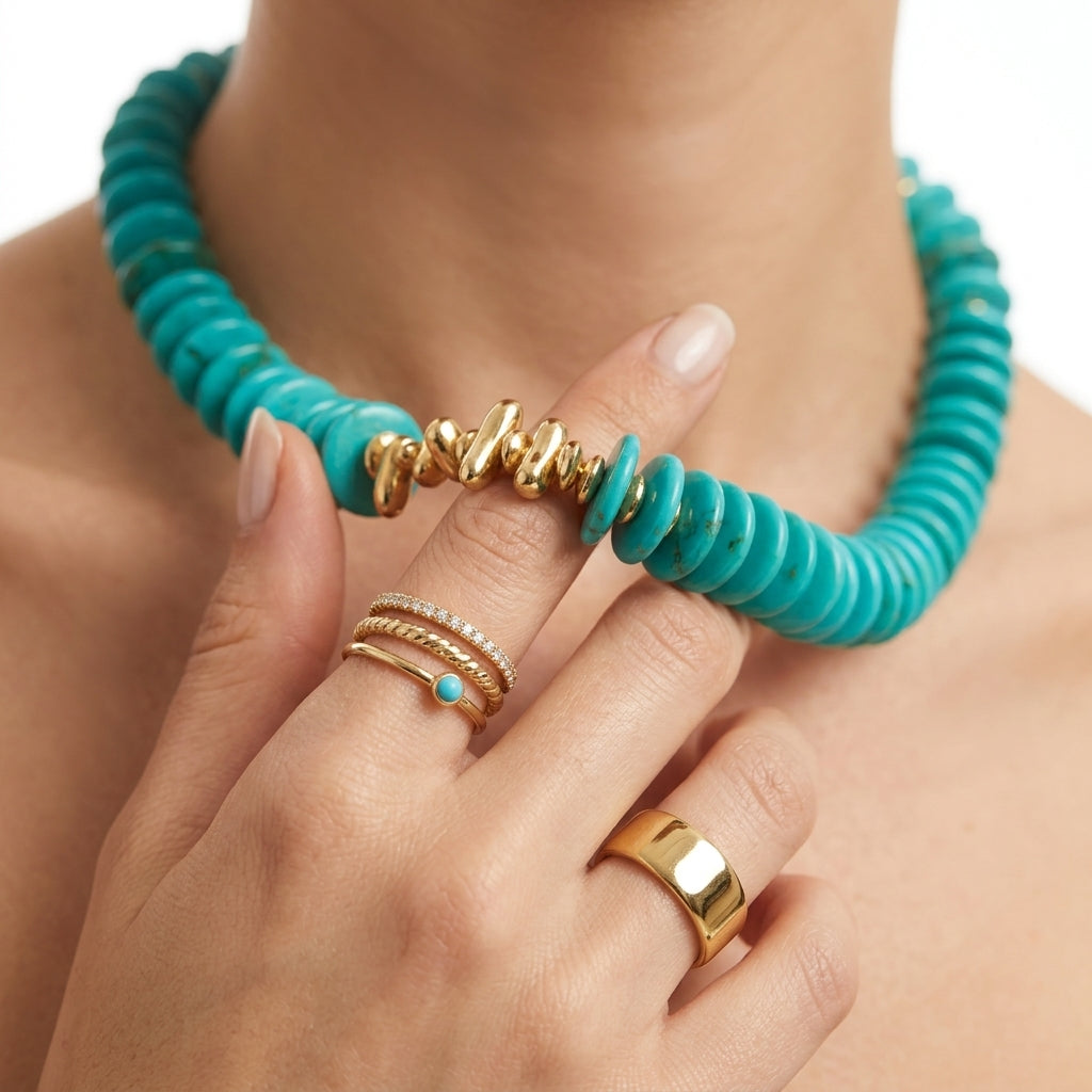 Chunky Turquoise Kolye
