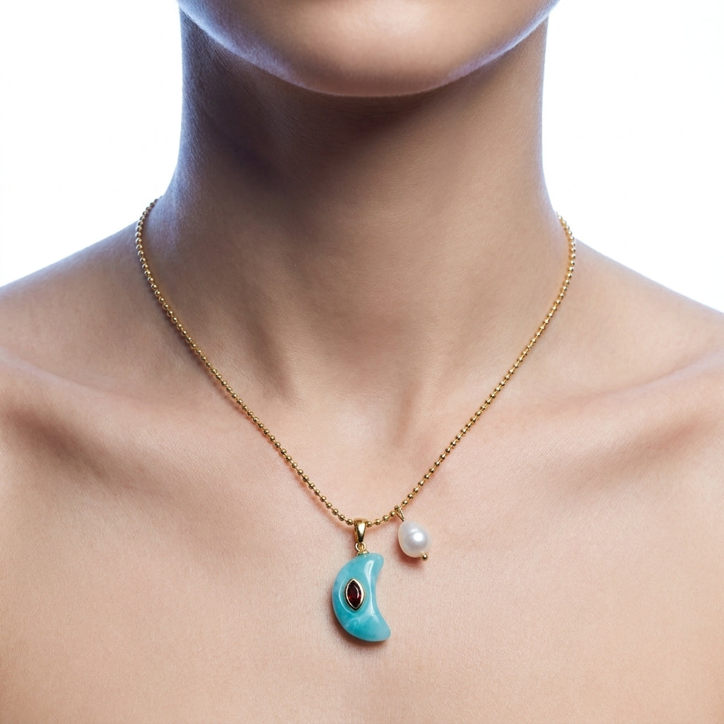 Turquoise Crescent Kolye