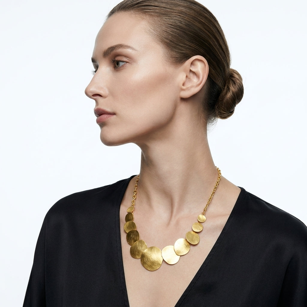 Brushed Disc Collar Kolye