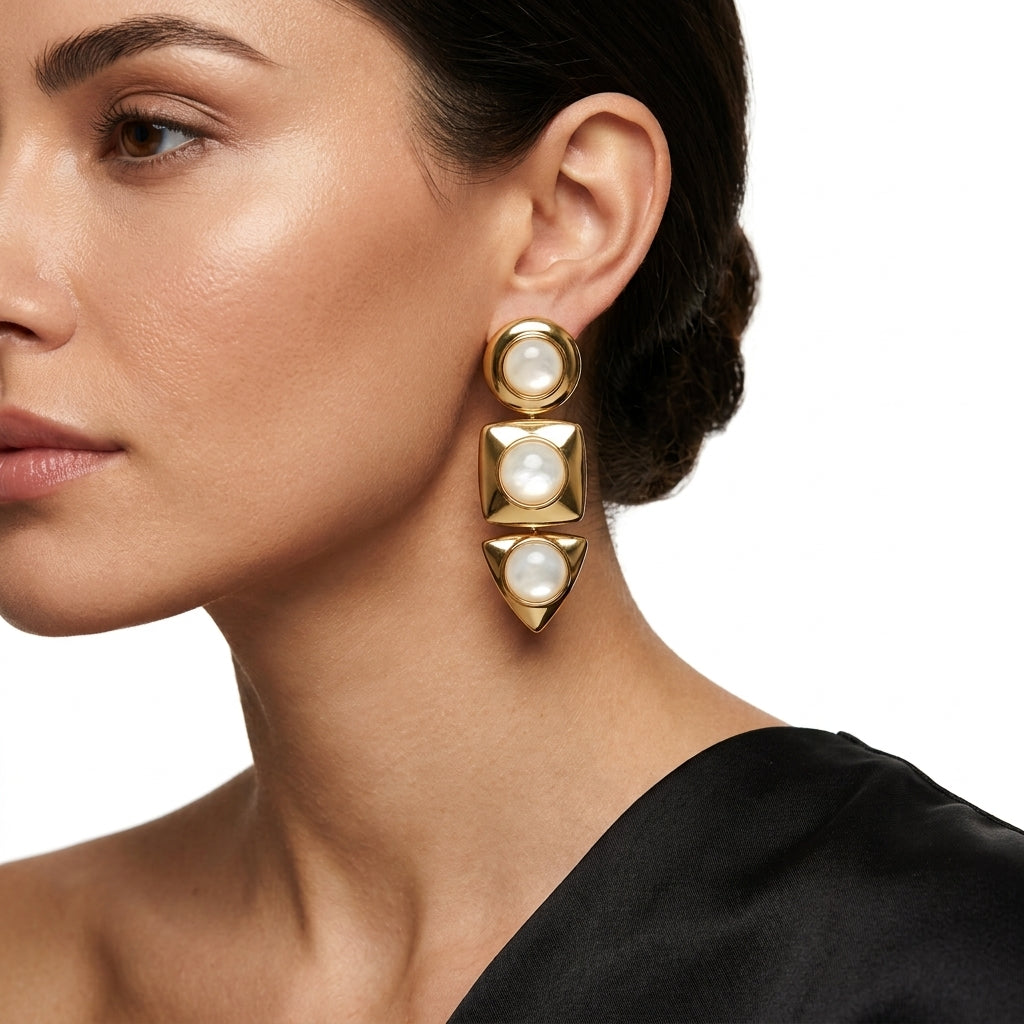 Trio Form Pearl Küpe